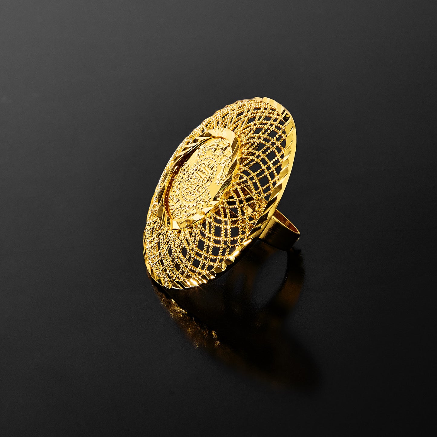 High Quality Arabic Dubai Trendy Jewelry Fashion Gold Plated Copper Dubai Engagement Bridal Ring