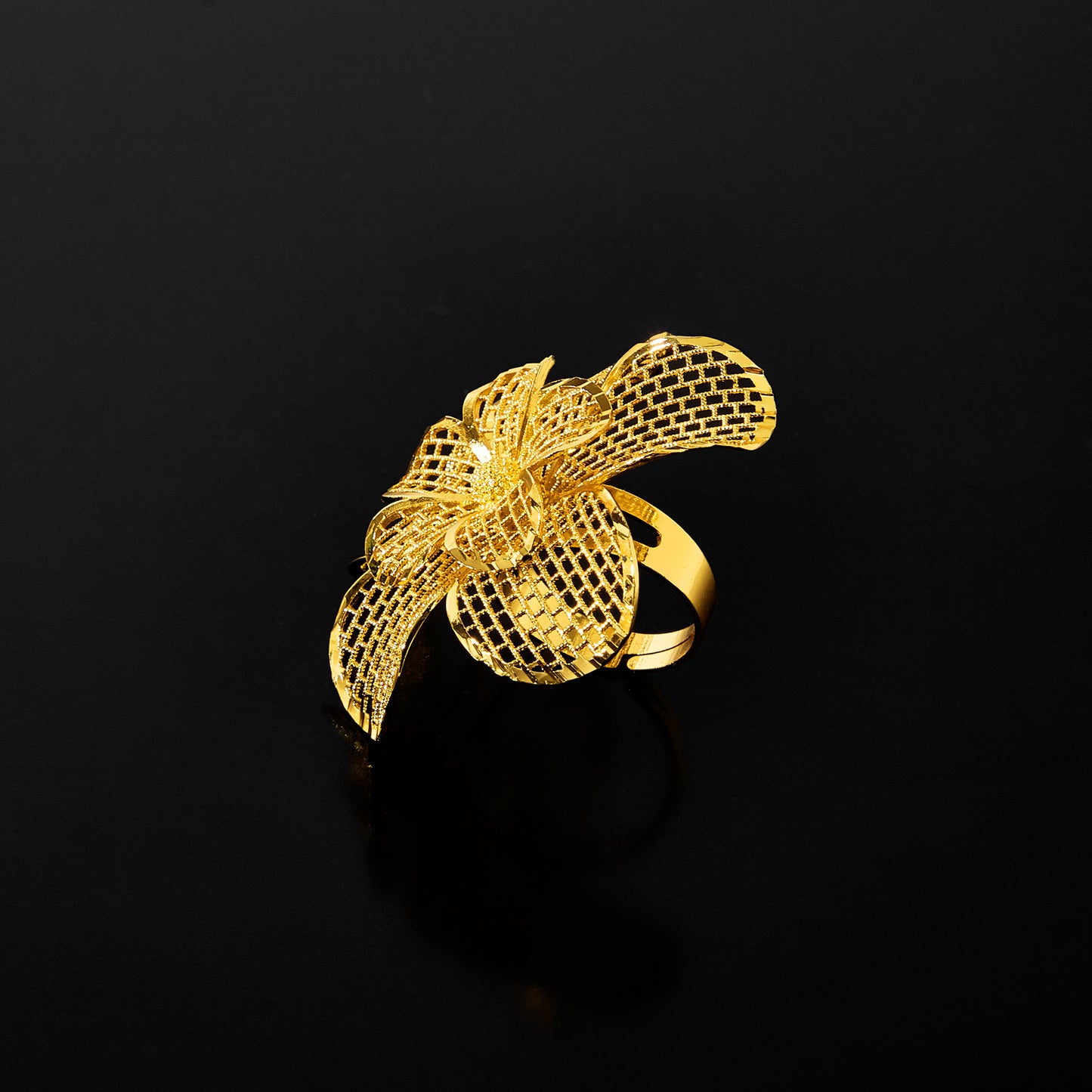 Trendy 14k Copper Jewelry Fashion Gold Plated Flower Exquisite Bridal Ring