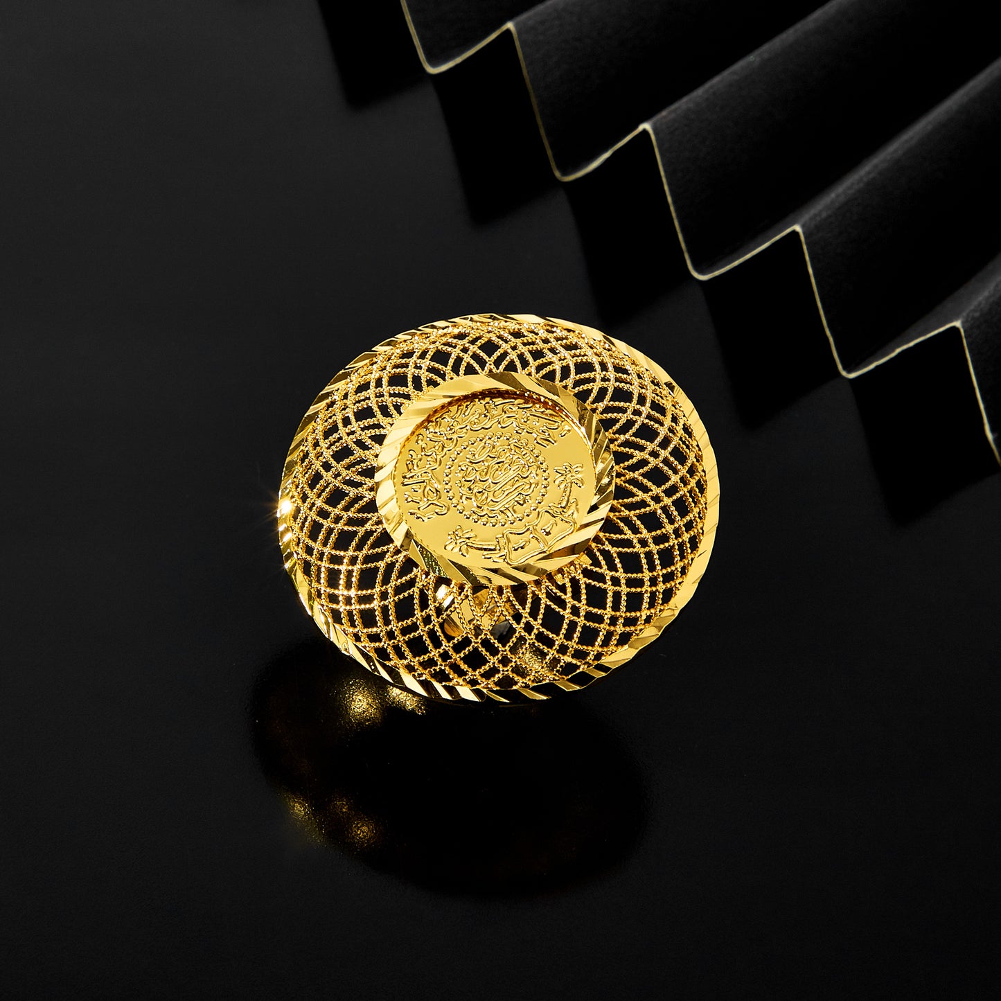 High Quality Arabic Dubai Trendy Jewelry Fashion Gold Plated Copper Dubai Engagement Bridal Ring