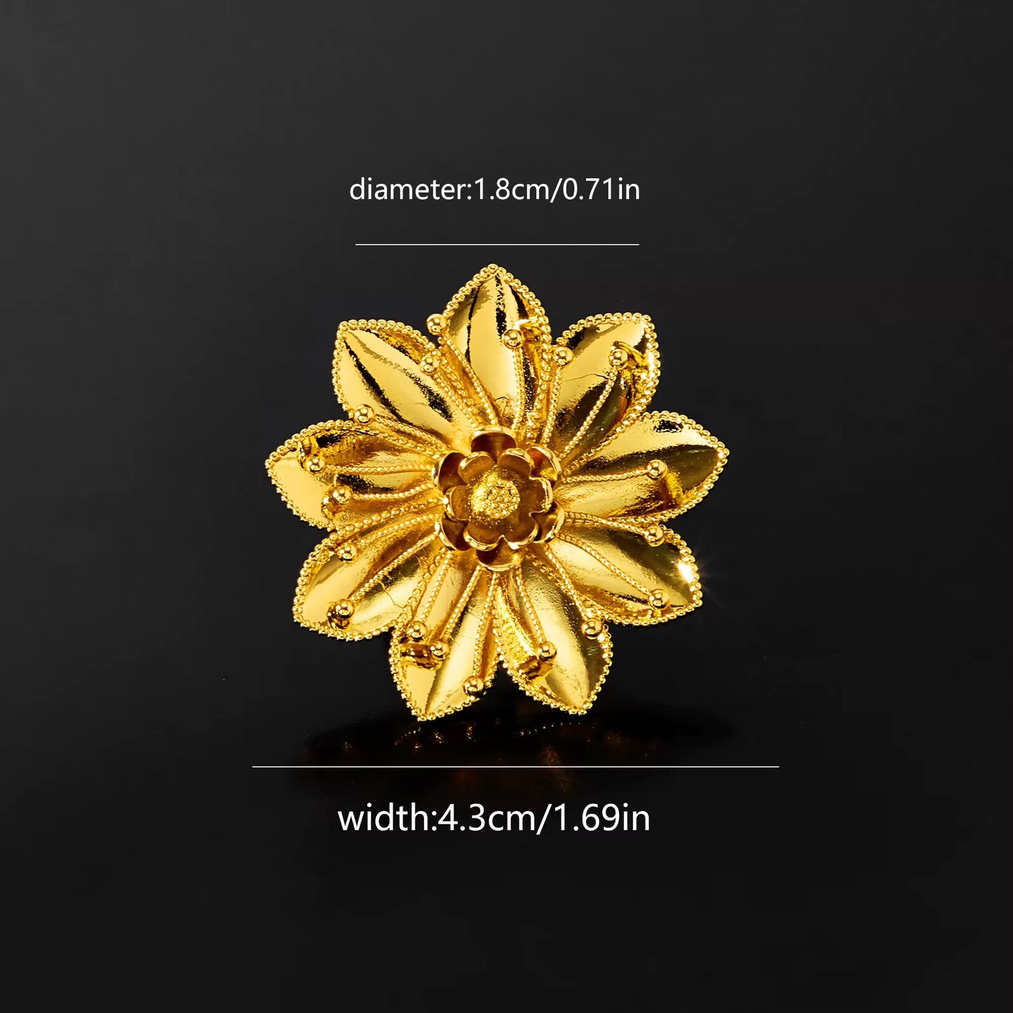 High quality copper Gold Plated Trendy Flower Ring