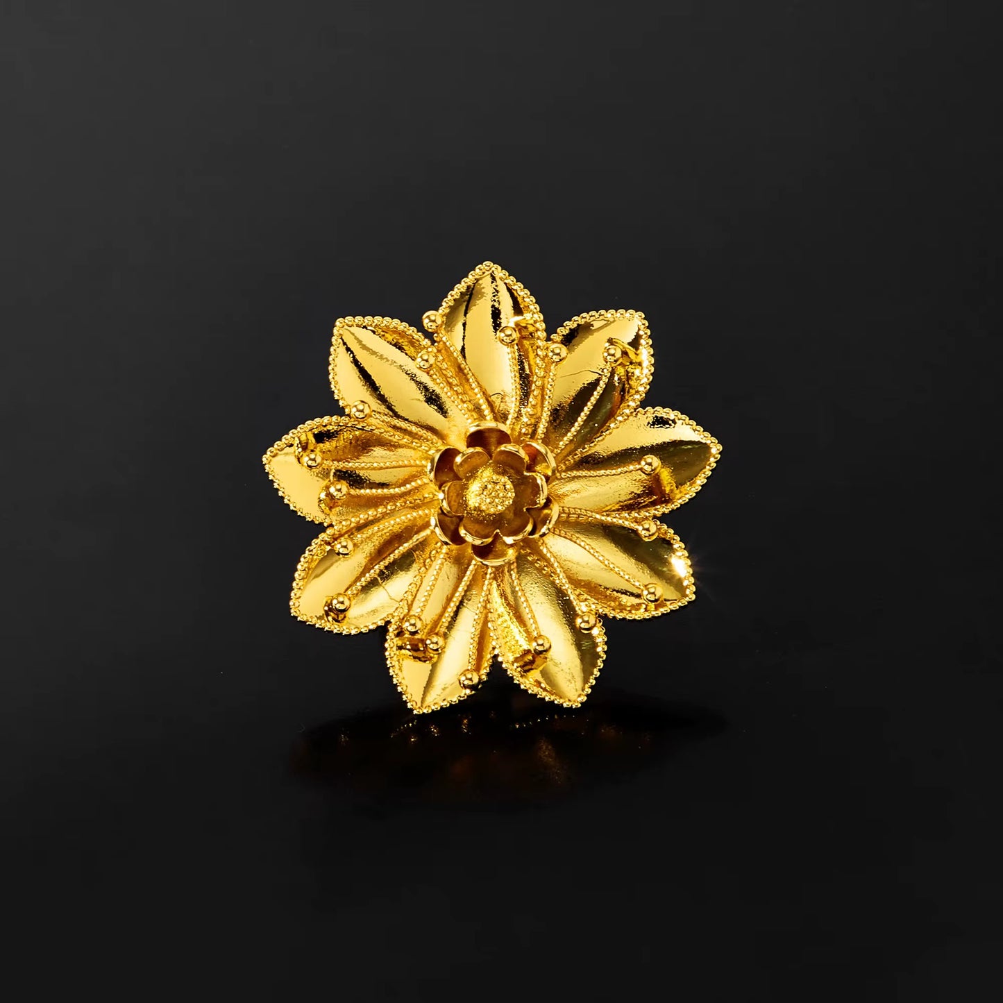High quality copper Gold Plated Trendy Flower Ring