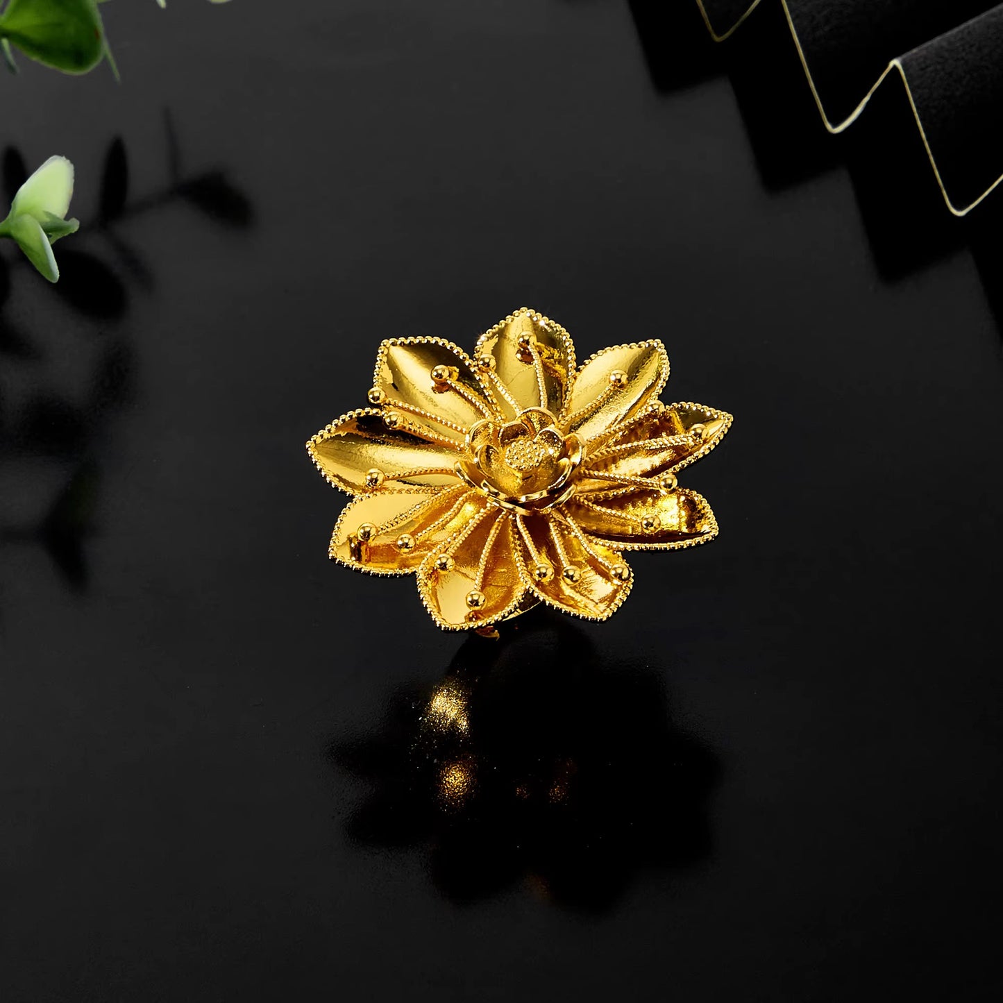 High quality copper Gold Plated Trendy Flower Ring