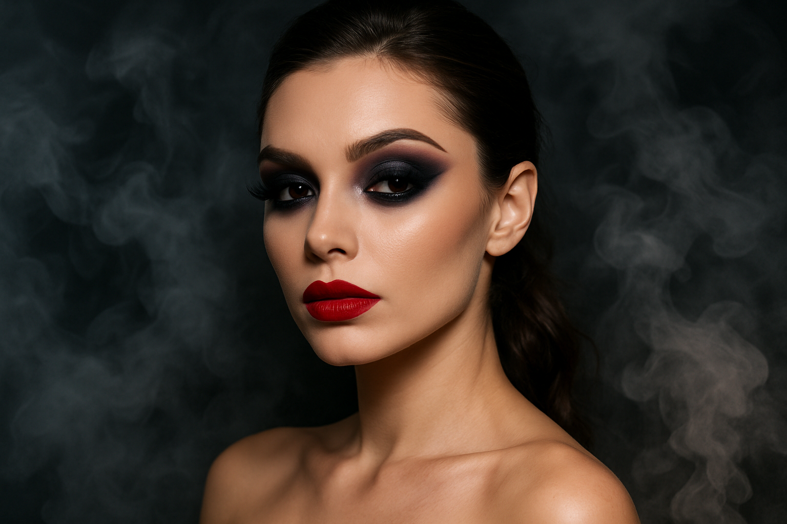 Dramatic makeup with Smokey background