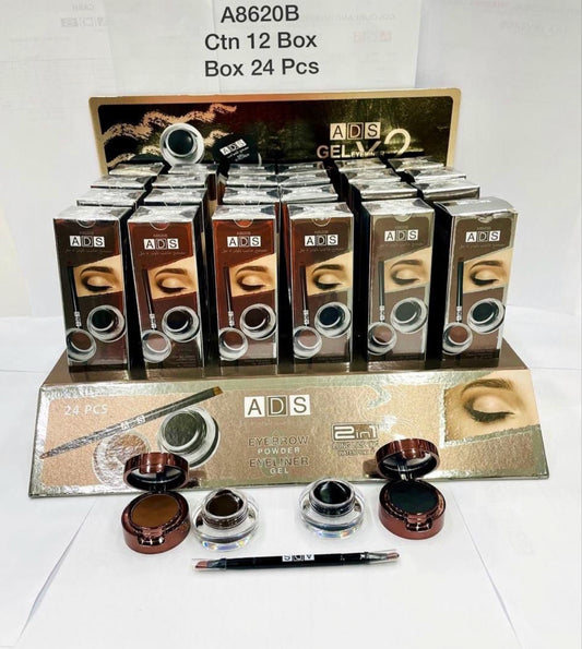 ADS Long Lasting/Waterproof Eyebrow Powder & Eyebrow Gel Black and Brown