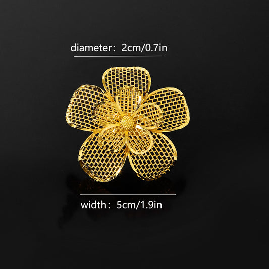 Trendy 14k Copper Jewelry Fashion Gold Plated Flower Exquisite Bridal Ring