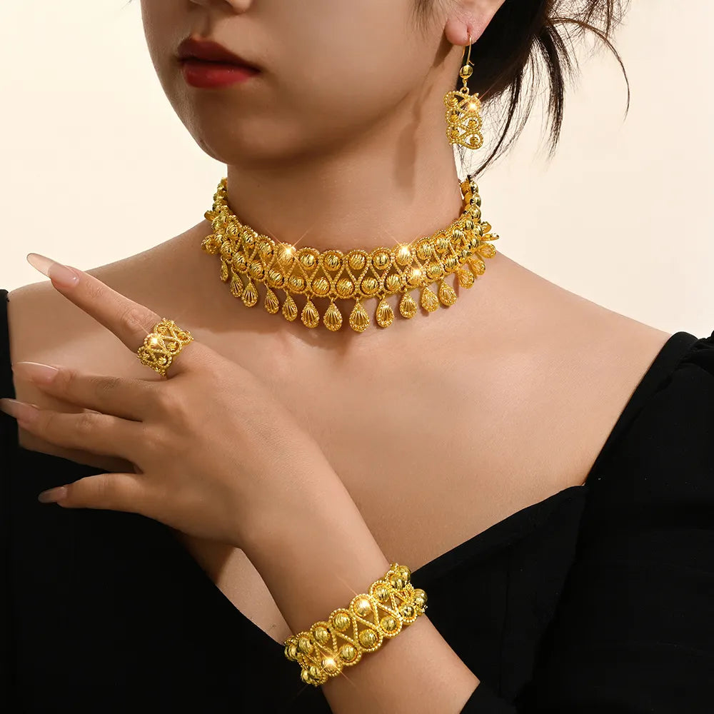 New Middle East Design Pendant Necklace High-end Type Jewelry Raysha Jewelry Set, Collar Bracelet Earrings Ring