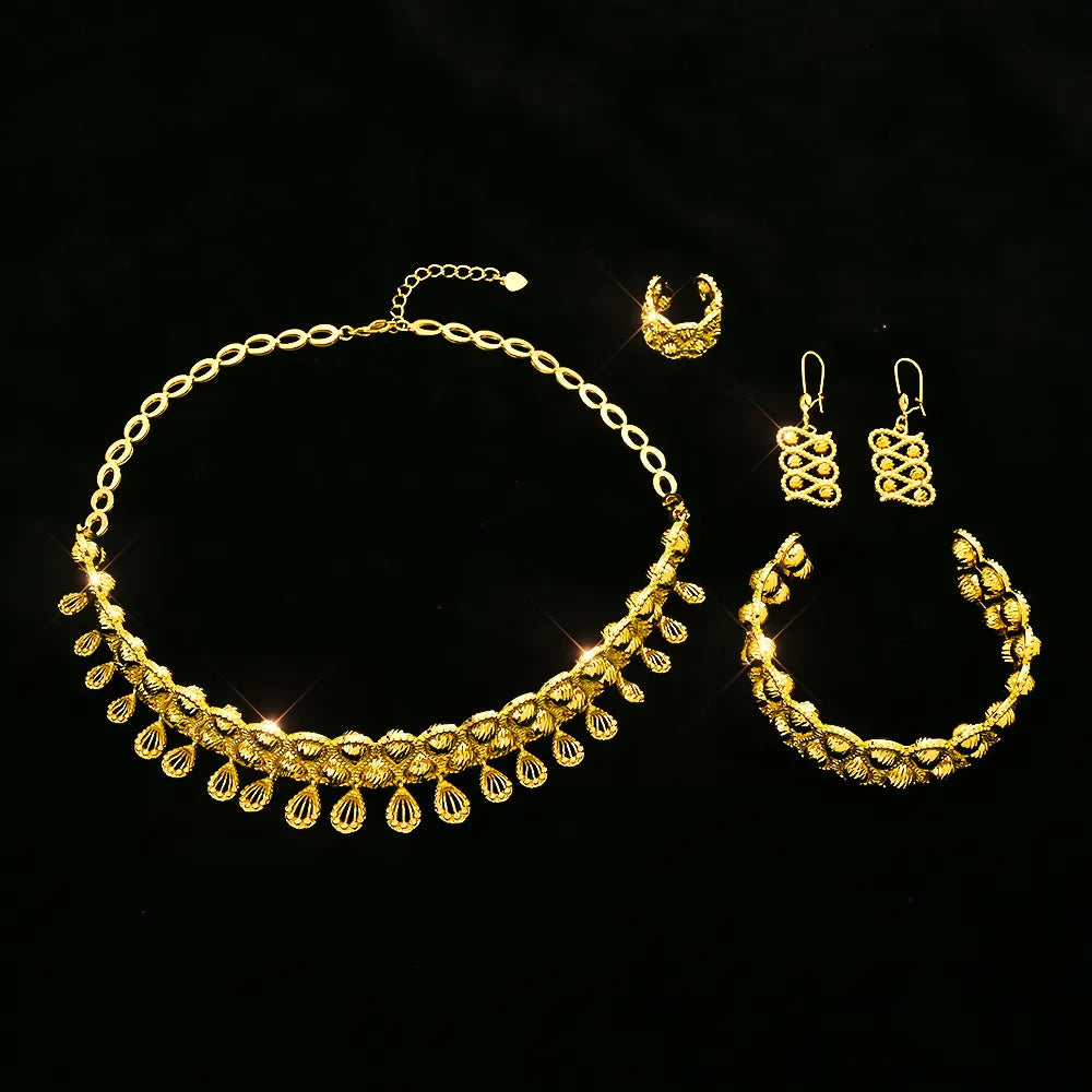 New Middle East Design Pendant Necklace High-end Type Jewelry Raysha Jewelry Set, Collar Bracelet Earrings Ring