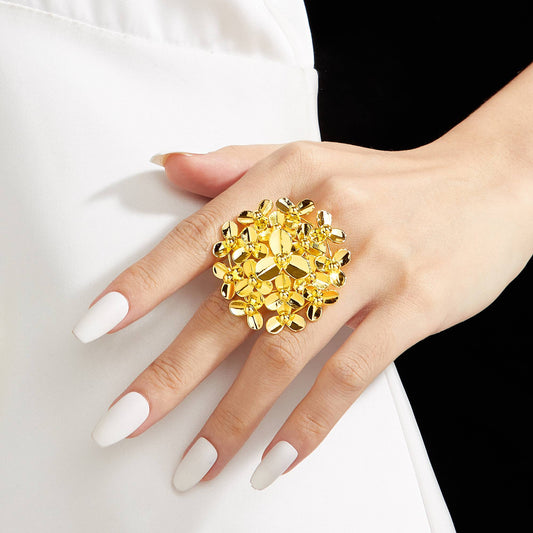 Trendy Jewelry Fashion Gold Plated Copper Dubai Engagement Bridal Ring