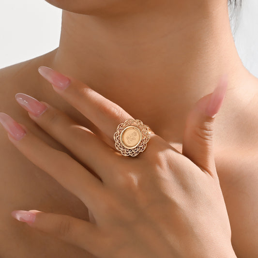 Hot Quality Fashion Tendy 14k 18k Copper Jewelry Gold Plated Exquisite Bridal Cheap Flower Ring