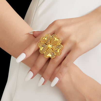High Quality Copper Jewelry Women Fashion Luxury 18K Gold Plated Colored Wedding Trendy Ring