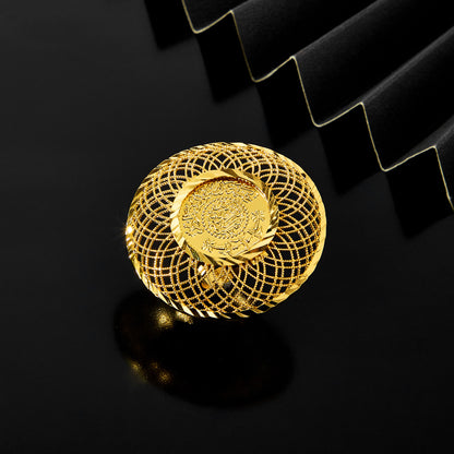 High Quality Arabic Dubai Trendy Jewelry Fashion Gold Plated Copper Dubai Engagement Bridal Ring