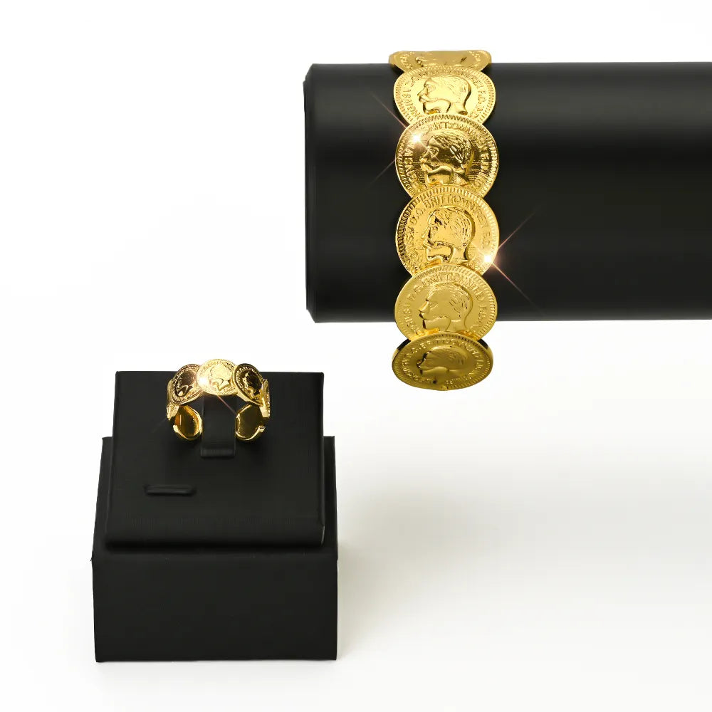Arabian Style Luxury Elegant Type Bracelet Ring Jewelry Two-piece Set of Women's Accessories