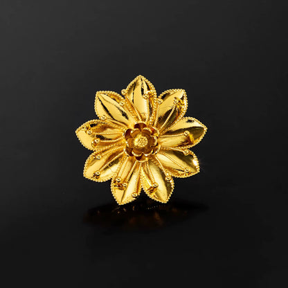 High quality copper Gold Plated Trendy Flower Ring