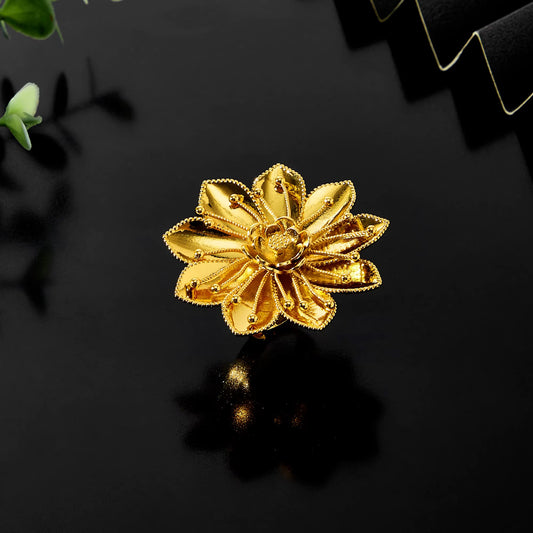 High quality copper Gold Plated Trendy Flower Ring