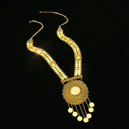 Coins long and big necklace from RaySha Jewelry new collection