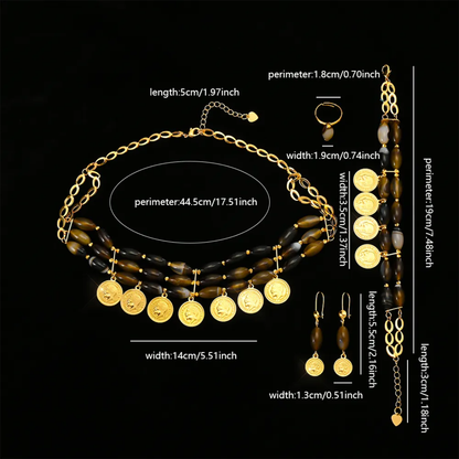 New Trend Sequin Pendant Jewellery Set 18K Gold Plated Jewellery Set of 4 ,RaySha Jewelry Someta Collection