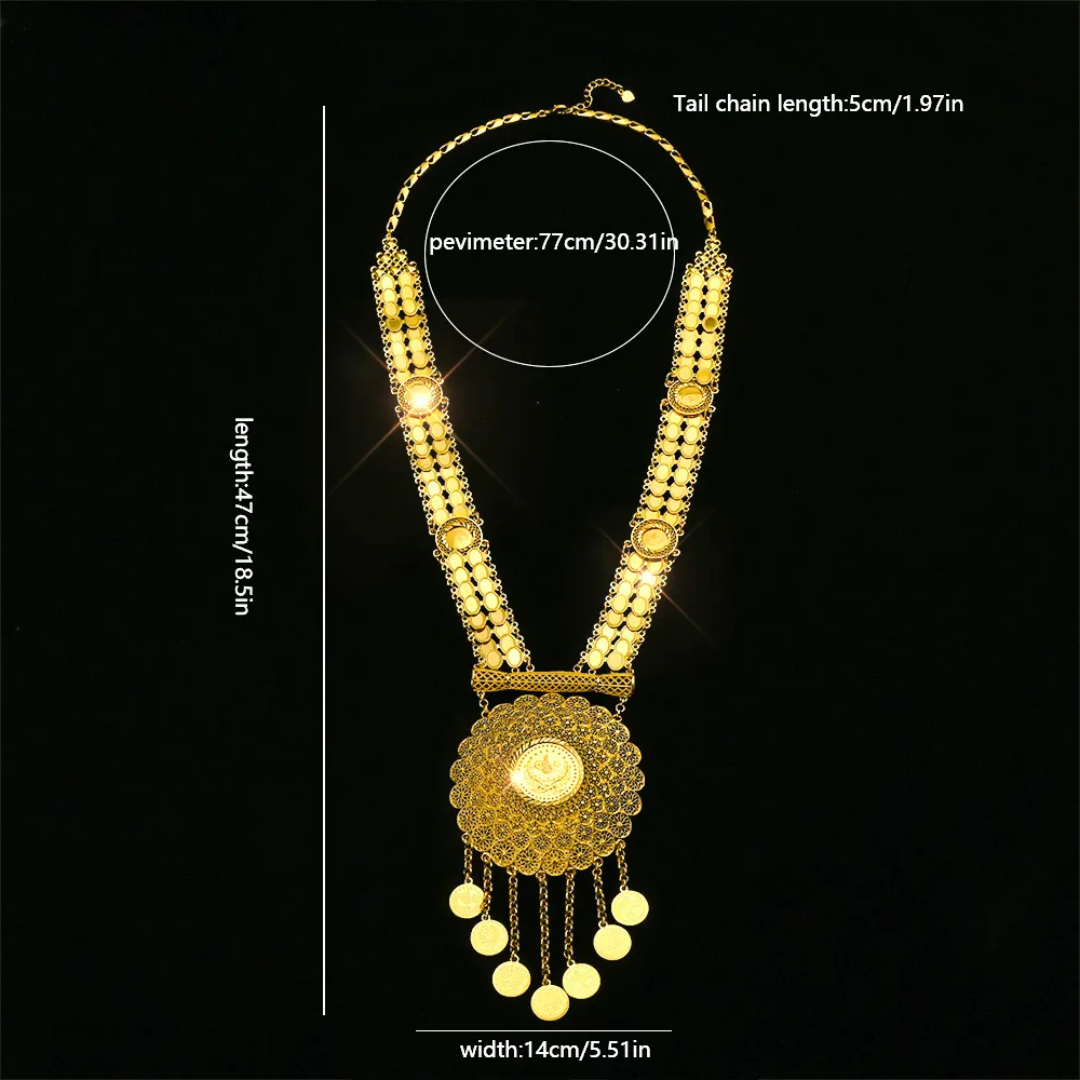 Coins long and big necklace from RaySha Jewelry new collection