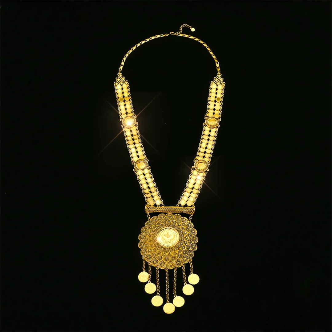 Coins long and big necklace from RaySha Jewelry new collection